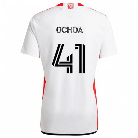 Kandiny Kinderen Emmanuel Ochoa #41 Wit Rood Uitshirt Uittenue 2024/25 T-Shirt België