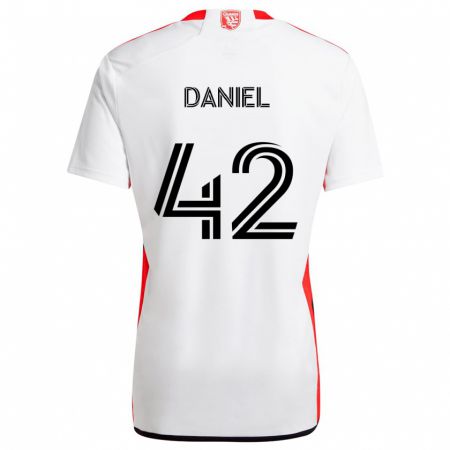 Kandiny Kinderen Daniel #42 Wit Rood Uitshirt Uittenue 2024/25 T-Shirt