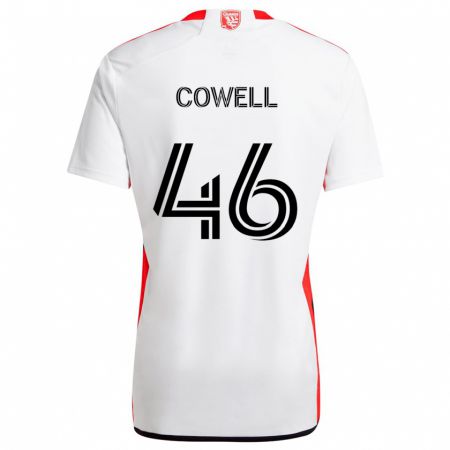 Kandiny Bambino Maglia Chance Cowell #46 Bianco Rosso Kit Gara Away 2024/25 Maglietta