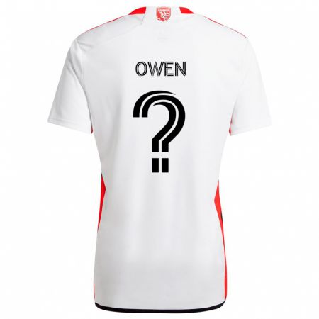 Kandiny Bambino Maglia Connor Owen #0 Bianco Rosso Kit Gara Away 2024/25 Maglietta