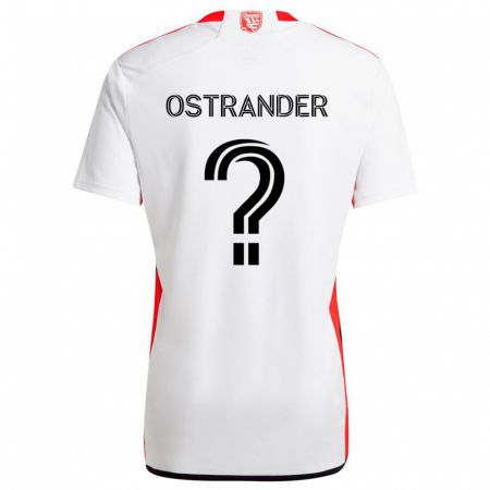 Kandiny Bambino Maglia William Ostrander #0 Bianco Rosso Kit Gara Away 2024/25 Maglietta