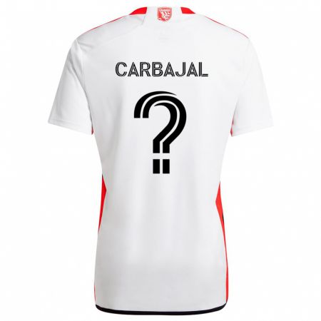 Kandiny Bambino Maglia Sebastian Carbajal #0 Bianco Rosso Kit Gara Away 2024/25 Maglietta