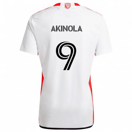 Kandiny Kinderen Ayo Akinola #9 Wit Rood Uitshirt Uittenue 2024/25 T-Shirt