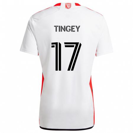 Kandiny Bambino Maglia Keegan Tingey #17 Bianco Rosso Kit Gara Away 2024/25 Maglietta