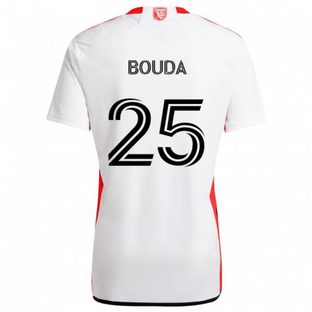 Kandiny Bambino Maglia Ousseni Bouda #25 Bianco Rosso Kit Gara Away 2024/25 Maglietta