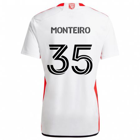 Kandiny Bambino Maglia Jamiro Monteiro #35 Bianco Rosso Kit Gara Away 2024/25 Maglietta