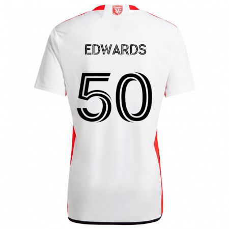 Kandiny Kinderen Aaron Edwards #50 Wit Rood Uitshirt Uittenue 2024/25 T-Shirt