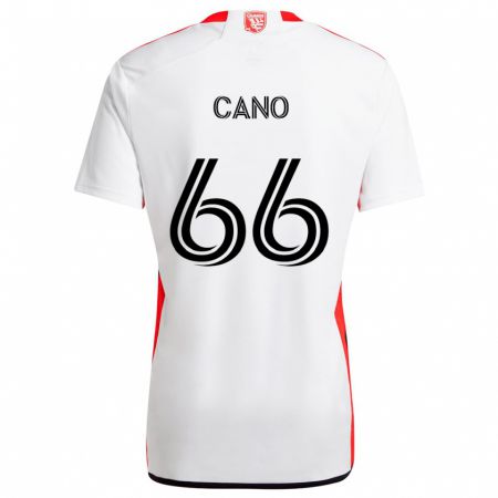 Kandiny Kinderen Alejandro Cano #66 Wit Rood Uitshirt Uittenue 2024/25 T-Shirt