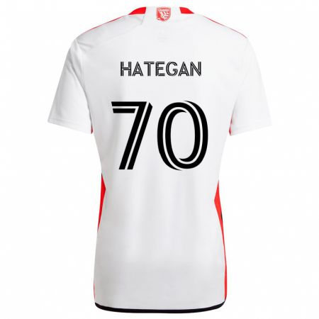 Kandiny Bambino Maglia Roberto Hategan #70 Bianco Rosso Kit Gara Away 2024/25 Maglietta