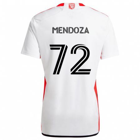 Kandiny Bambino Maglia Edwyn Mendoza #72 Bianco Rosso Kit Gara Away 2024/25 Maglietta