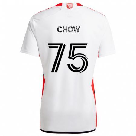 Kandiny Bambino Maglia Alex Chow #75 Bianco Rosso Kit Gara Away 2024/25 Maglietta