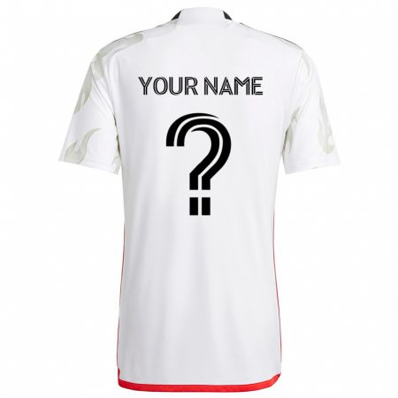 Kandiny Bambino Maglia Il Tuo Nome #0 Bianco Rosso Nero Kit Gara Away 2024/25 Maglietta