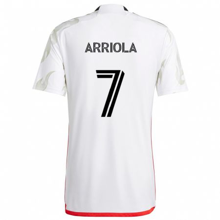 Kandiny Niño Camiseta Paul Arriola #7 Blanco Rojo Negro 2ª Equipación 2024/25 La Camisa