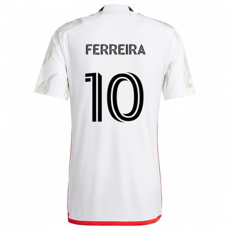 Kandiny Bambino Maglia Jesús Ferreira #10 Bianco Rosso Nero Kit Gara Away 2024/25 Maglietta