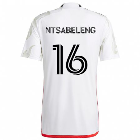 Kandiny Bambino Maglia Tsiki Ntsabeleng #16 Bianco Rosso Nero Kit Gara Away 2024/25 Maglietta