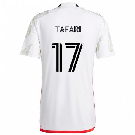 Kandiny Niño Camiseta Nkosi Tafari #17 Blanco Rojo Negro 2ª Equipación 2024/25 La Camisa