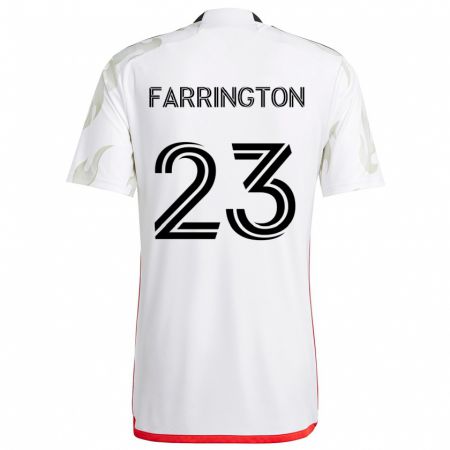 Kandiny Bambino Maglia Logan Farrington #23 Bianco Rosso Nero Kit Gara Away 2024/25 Maglietta