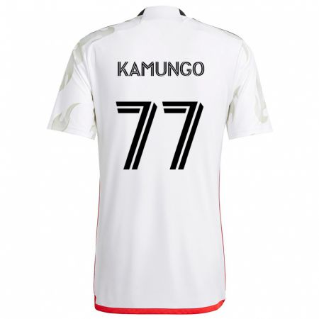 Kandiny Kinderen Bernard Kamungo #77 Wit Rood Zwart Uitshirt Uittenue 2024/25 T-Shirt België