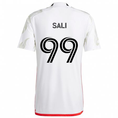 Kandiny Bambino Maglia Enes Sali #99 Bianco Rosso Nero Kit Gara Away 2024/25 Maglietta