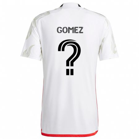 Kandiny Bambino Maglia Victor Gomez #0 Bianco Rosso Nero Kit Gara Away 2024/25 Maglietta