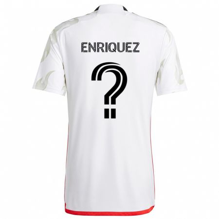 Kandiny Bambino Maglia Fabian Enriquez #0 Bianco Rosso Nero Kit Gara Away 2024/25 Maglietta