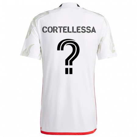 Kandiny Bambino Maglia Michael Cortellessa #0 Bianco Rosso Nero Kit Gara Away 2024/25 Maglietta