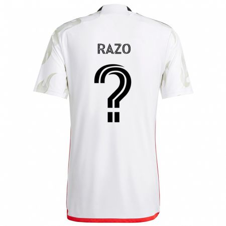 Kandiny Bambino Maglia Edgar Razo #0 Bianco Rosso Nero Kit Gara Away 2024/25 Maglietta