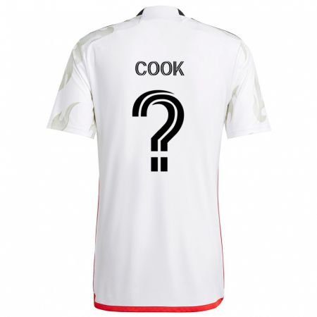 Kandiny Bambino Maglia Christopher Cook #0 Bianco Rosso Nero Kit Gara Away 2024/25 Maglietta