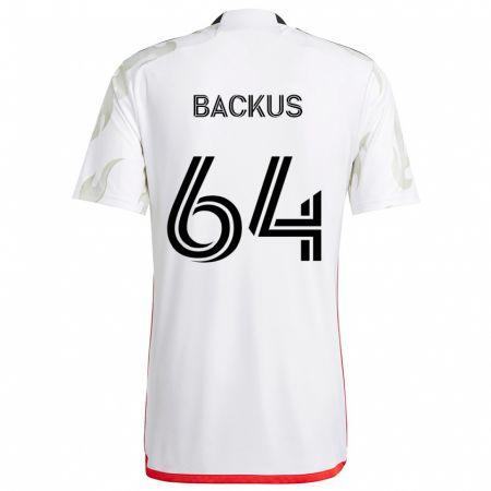 Kandiny Bambino Maglia Braeden Backus #64 Bianco Rosso Nero Kit Gara Away 2024/25 Maglietta