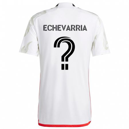 Kandiny Bambino Maglia Diego Echevarria #0 Bianco Rosso Nero Kit Gara Away 2024/25 Maglietta