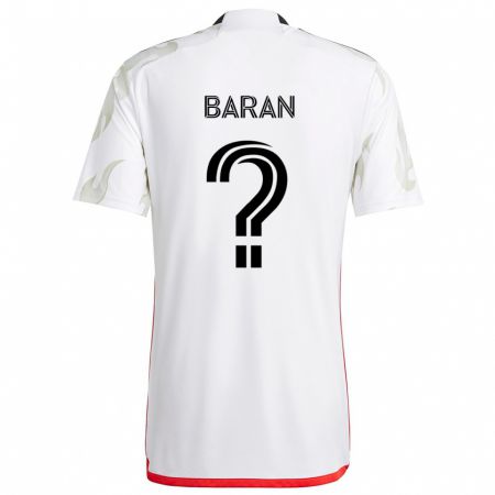 Kandiny Bambino Maglia Daniel Baran #0 Bianco Rosso Nero Kit Gara Away 2024/25 Maglietta