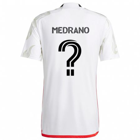 Kandiny Bambino Maglia Gael Medrano #0 Bianco Rosso Nero Kit Gara Away 2024/25 Maglietta