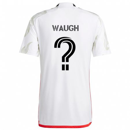 Kandiny Bambino Maglia Nyle Waugh #0 Bianco Rosso Nero Kit Gara Away 2024/25 Maglietta