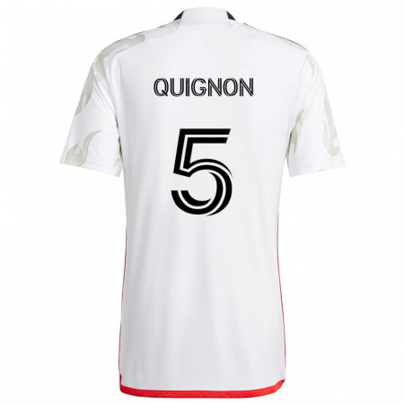 Kandiny Bambino Maglia Facundo Quignón #5 Bianco Rosso Nero Kit Gara Away 2024/25 Maglietta