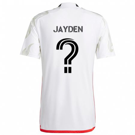 Kandiny Bambino Maglia Rus Jayden #0 Bianco Rosso Nero Kit Gara Away 2024/25 Maglietta