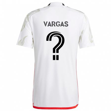 Kandiny Bambino Maglia Nayrobi Vargas #0 Bianco Rosso Nero Kit Gara Away 2024/25 Maglietta