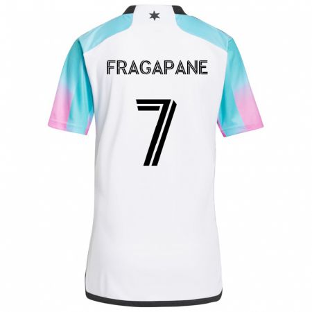 Kandiny Bambino Maglia Franco Fragapane #7 Bianco Blu Nero Kit Gara Away 2024/25 Maglietta