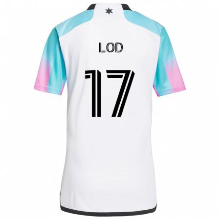 Kandiny Niño Camiseta Robin Lod #17 Blanco Azul Negro 2ª Equipación 2024/25 La Camisa