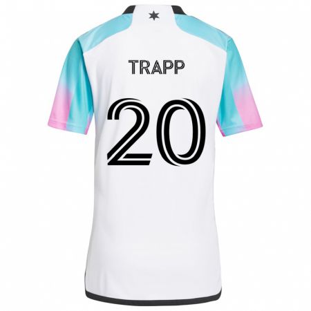 Kandiny Bambino Maglia Wil Trapp #20 Bianco Blu Nero Kit Gara Away 2024/25 Maglietta