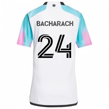 Kandiny Bambino Maglia Hugo Bacharach #24 Bianco Blu Nero Kit Gara Away 2024/25 Maglietta