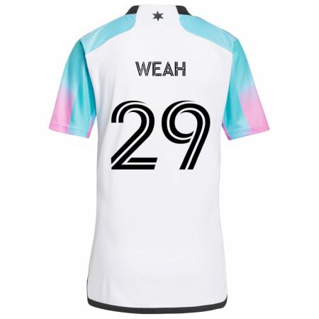 Kandiny Bambino Maglia Patrick Weah #29 Bianco Blu Nero Kit Gara Away 2024/25 Maglietta