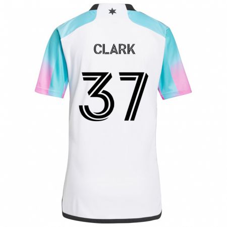 Kandiny Bambino Maglia Caden Clark #37 Bianco Blu Nero Kit Gara Away 2024/25 Maglietta