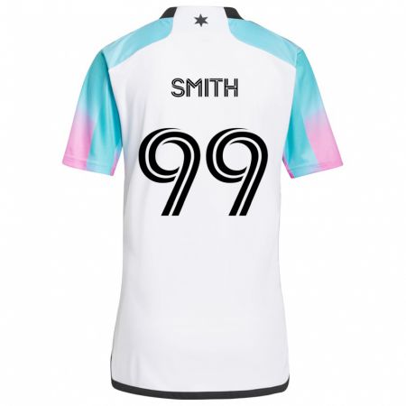 Kandiny Kinderen Jordan Adebayo-Smith #99 Wit Blauw Zwart Uitshirt Uittenue 2024/25 T-Shirt