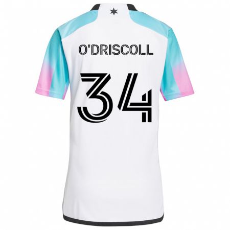 Kandiny Bambino Maglia Rory O'driscoll #34 Bianco Blu Nero Kit Gara Away 2024/25 Maglietta