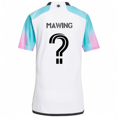 Kandiny Bambino Maglia Dominic Mawing #0 Bianco Blu Nero Kit Gara Away 2024/25 Maglietta