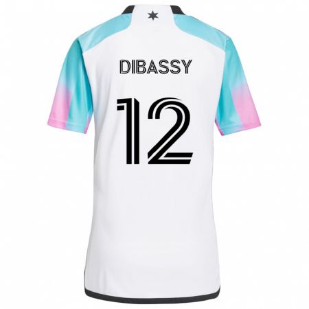 Kandiny Bambino Maglia Bakaye Dibassy #12 Bianco Blu Nero Kit Gara Away 2024/25 Maglietta