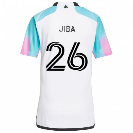 Kandiny Bambino Maglia Ryen Jiba #26 Bianco Blu Nero Kit Gara Away 2024/25 Maglietta