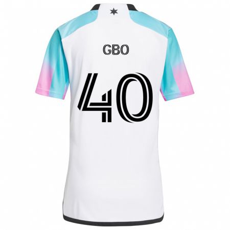 Kandiny Bambino Maglia Cedrik Gbo #40 Bianco Blu Nero Kit Gara Away 2024/25 Maglietta