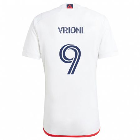 Kandiny Niño Camiseta Giacomo Vrioni #9 Blanco Rojo 2ª Equipación 2024/25 La Camisa