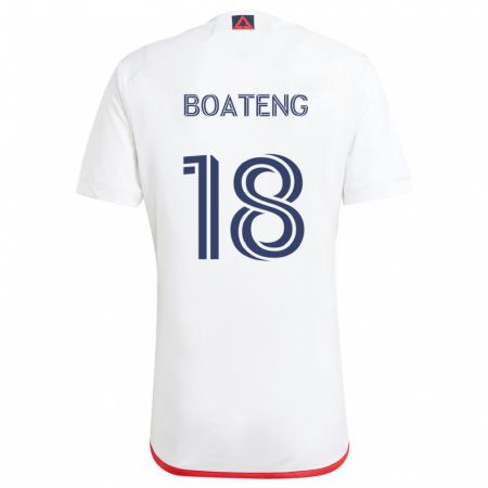 Kandiny Kinderen Emmanuel Boateng #18 Wit Rood Uitshirt Uittenue 2024/25 T-Shirt